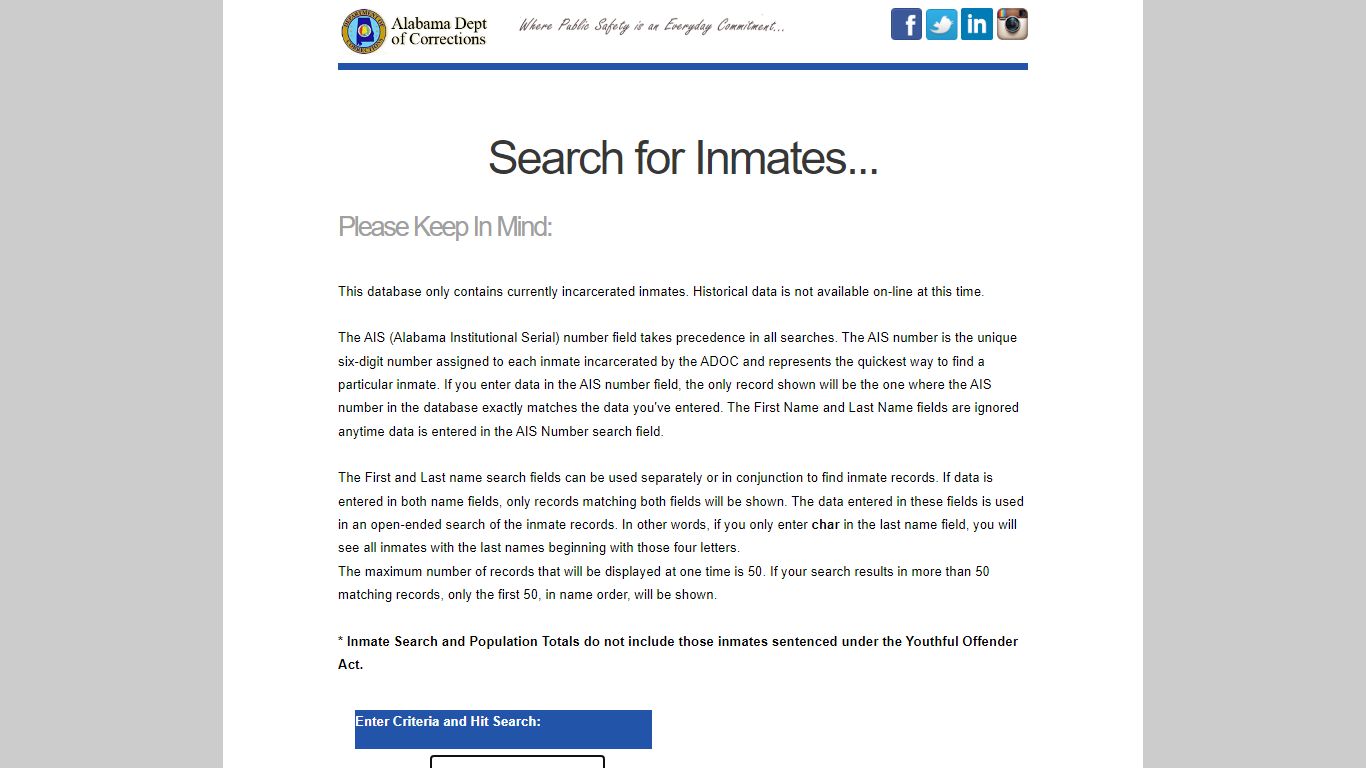 Alabama Department of Corrections Inmate Search